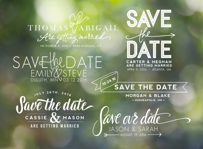 Hand Lettered Save the Date Overlays by Jamie Schultz Designs