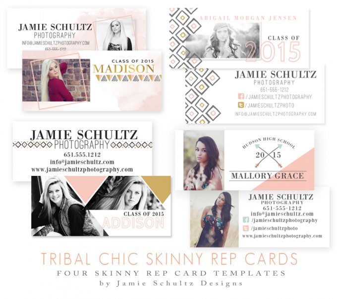 Tribal Chic Skinny Rep Card Templates by Jamie Schultz Designs