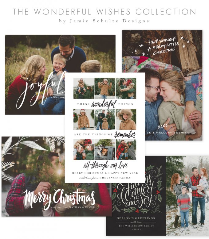 Wonderful Wishes Christmas Card Templates by Jamie Schultz Designs