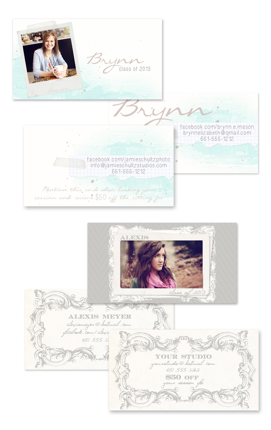 High School Senior Calling Card Templates from Jamie Schultz Designs