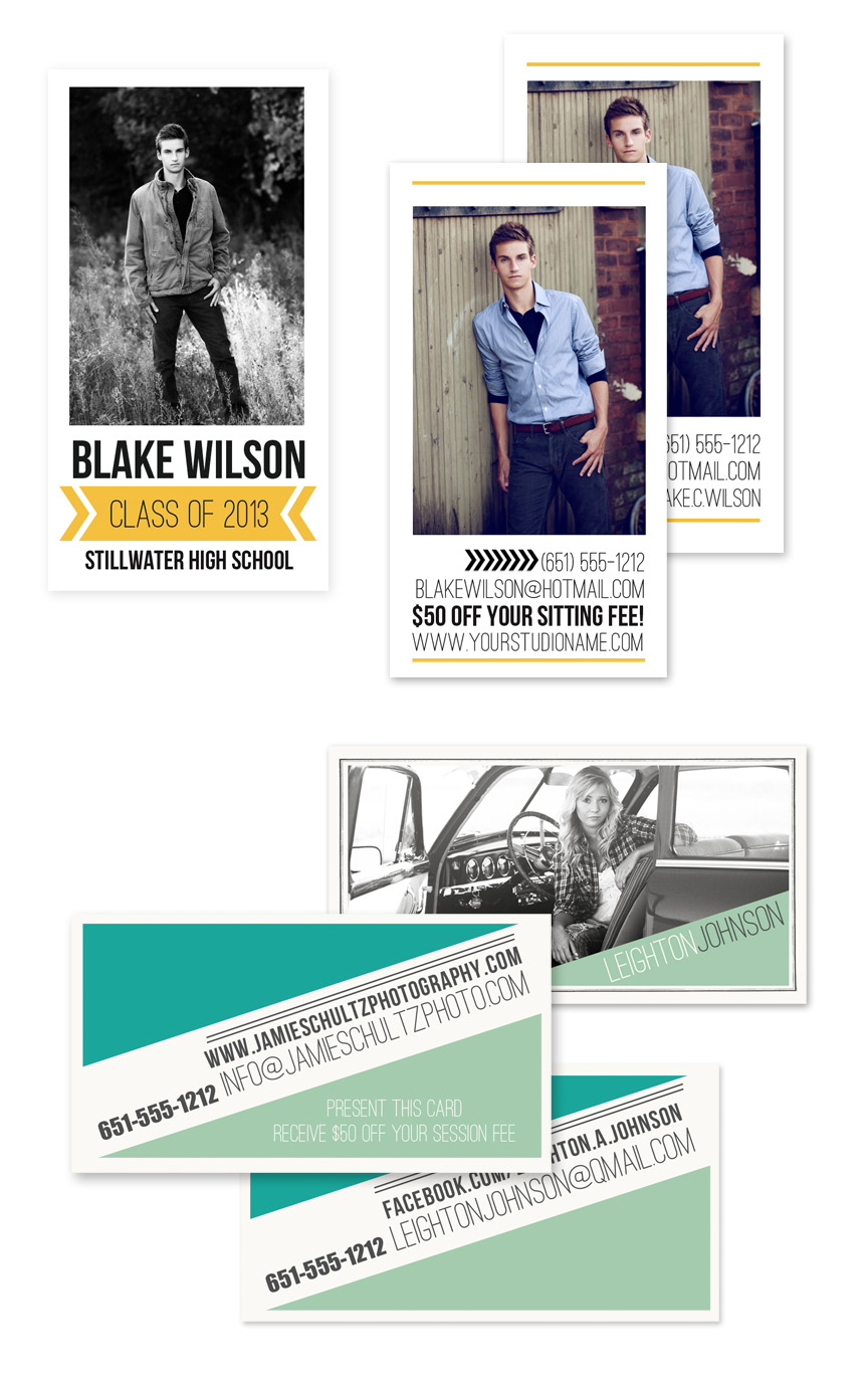High School Senior Studio Rep Card Templates from  Jamie Schultz Designs