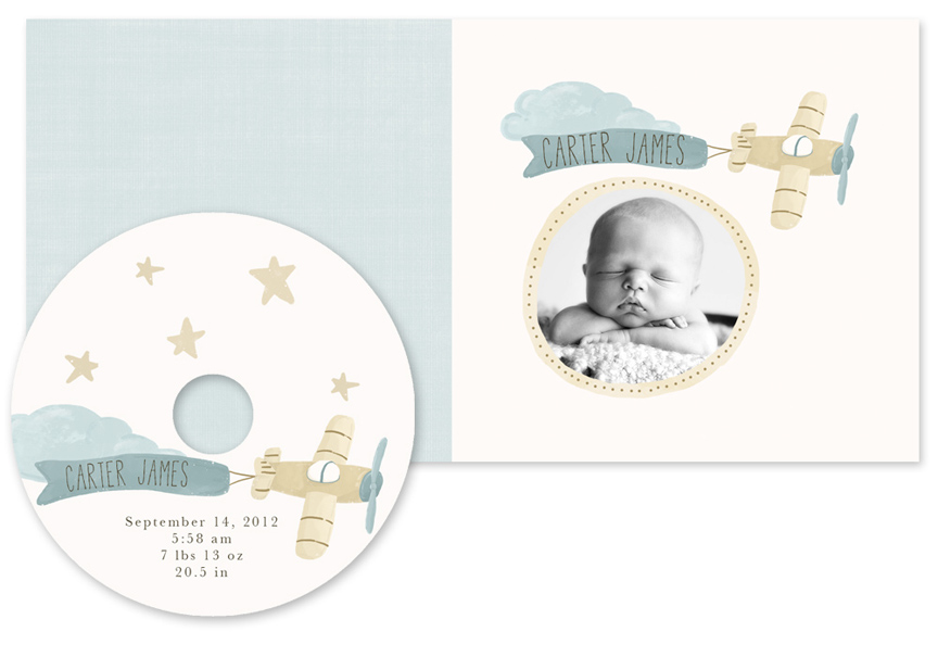 Newborn cd case and label template by Jamie Schultz Designs