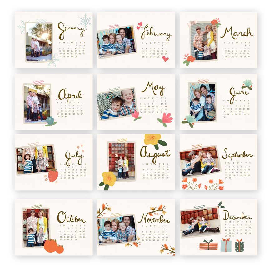 Seasonal Sketches 4x6 Calendar Template by Jamie Schultz Designs
