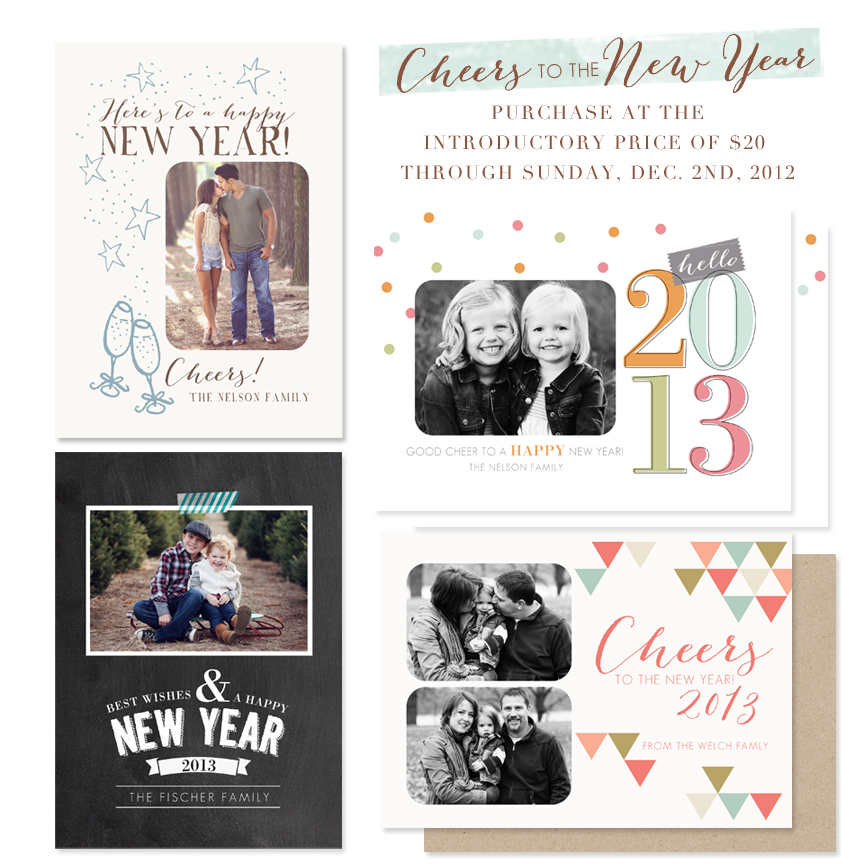 Cheers to the New Year Card Templates by Jamie Schultz Designs