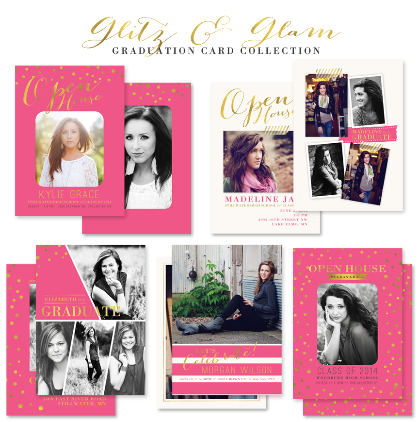 Glitz and Glam Graduation Card Templates from Jamie Schultz Designs