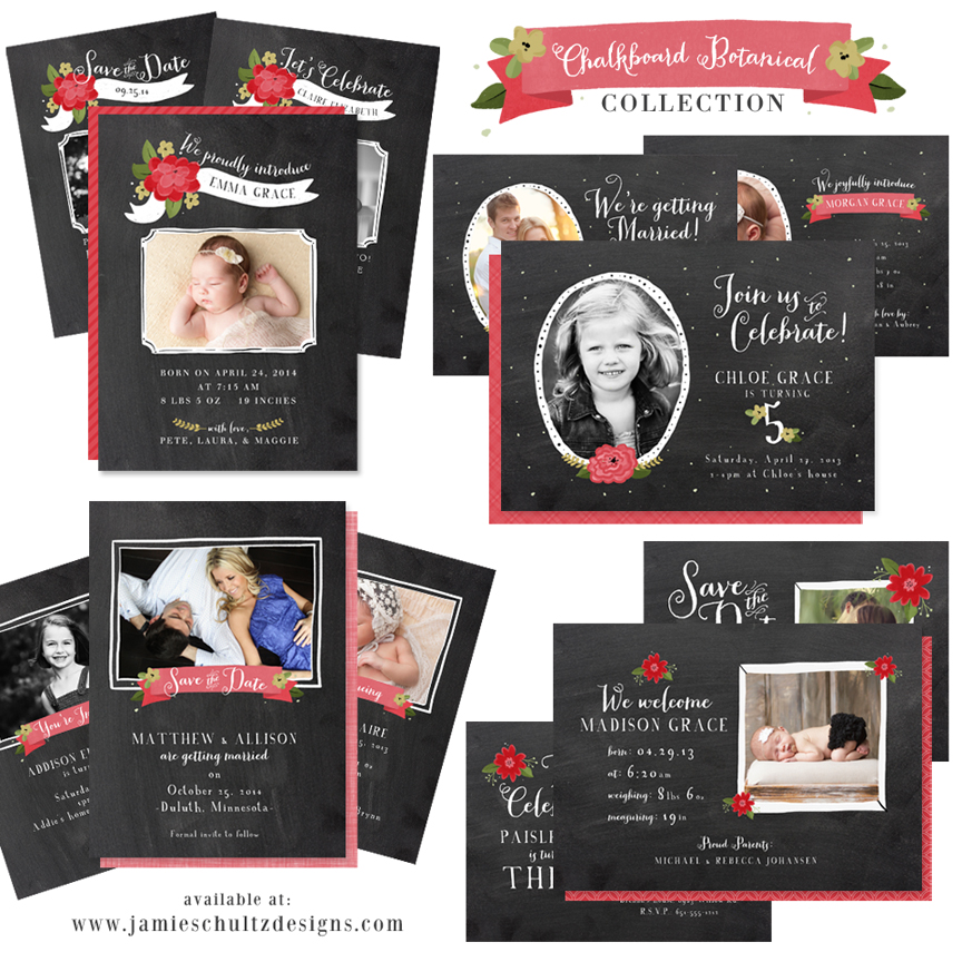 Chalkboard Bloom Cards by Jamie Schultz Designs