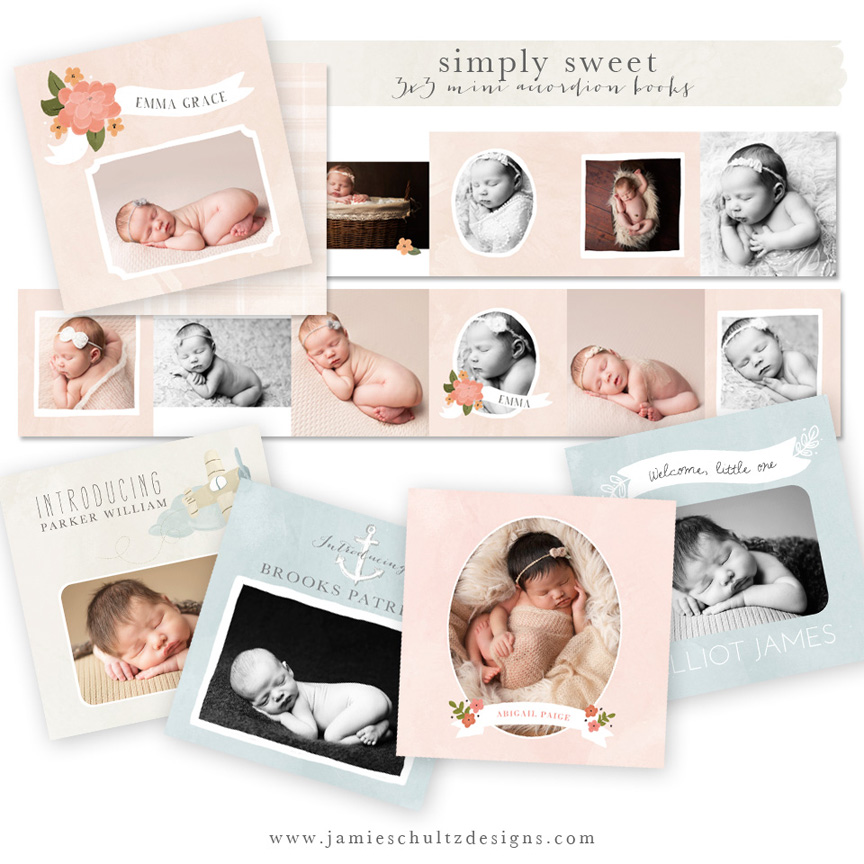 Simply Sweet Mini Accordion Book Templates by Jamie Schultz Designs